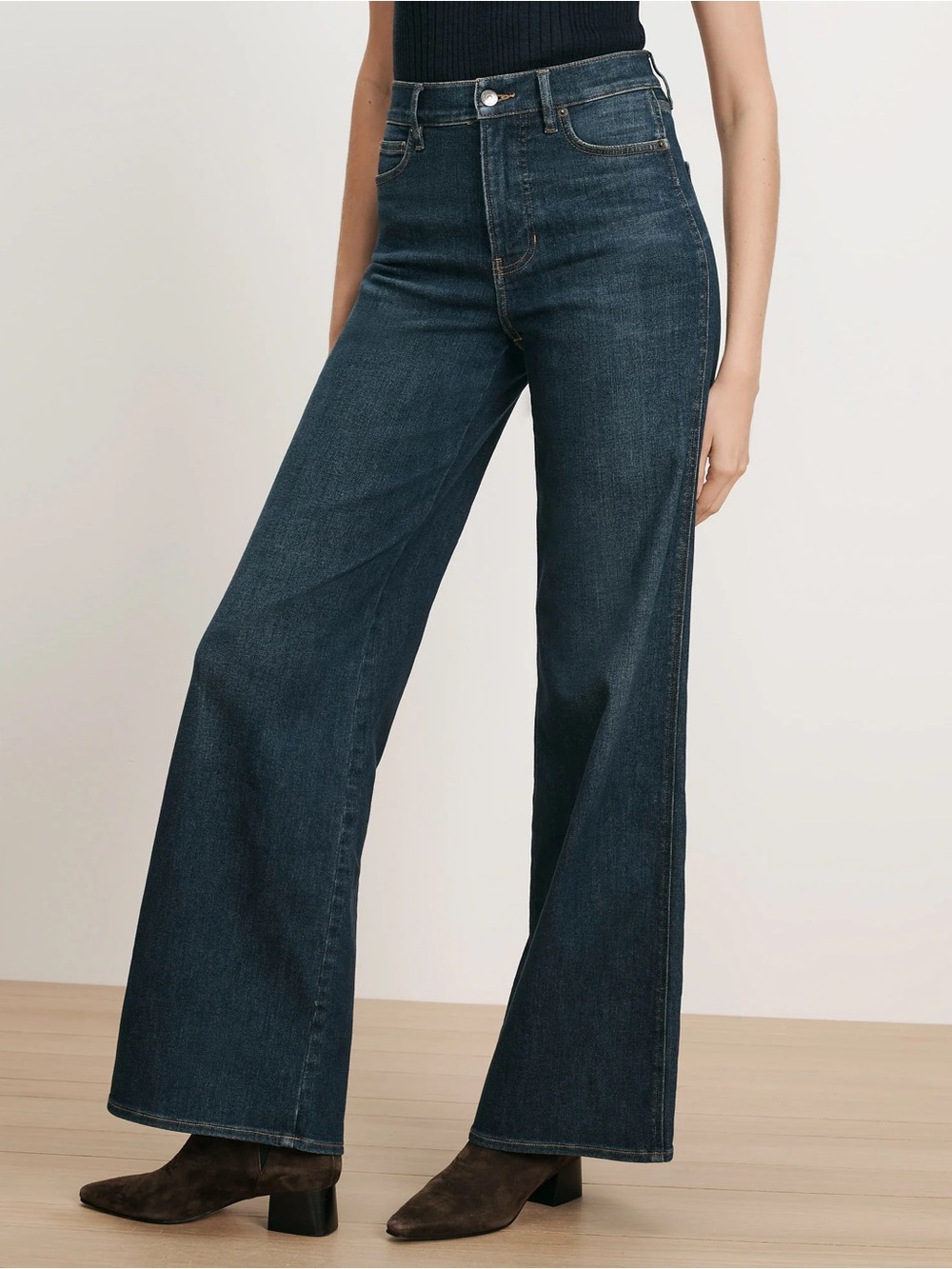 Taylor Wide-Leg Jean
Dark-Blue Stretch-Denim High-Rise Jean